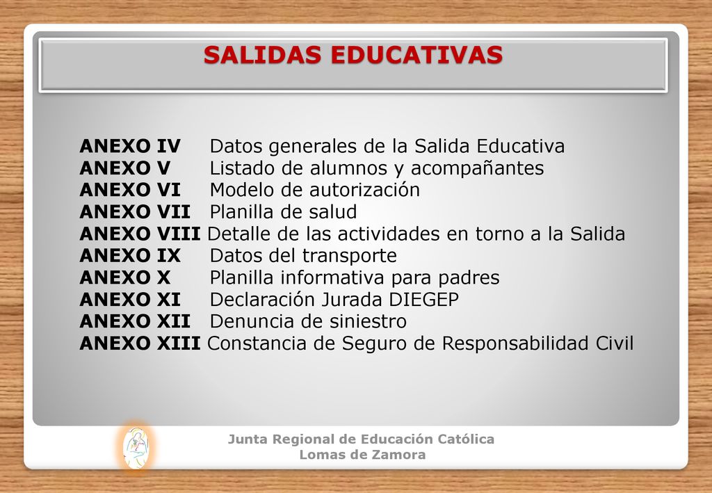 SALIDAS EDUCATIVAS ANEXO IV Datos generales de la Salida Educativa