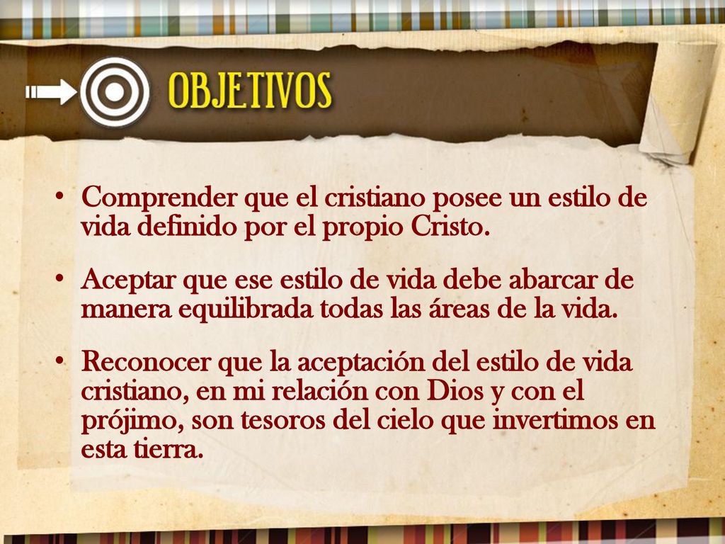 Comprender que el cristiano posee un estilo de vida definido por el propio Cristo.