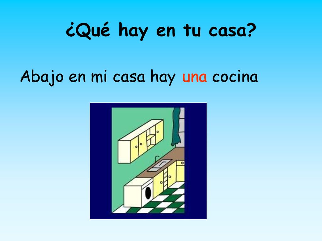 ¿Qué hay en tu casa Abajo en mi casa hay una cocina