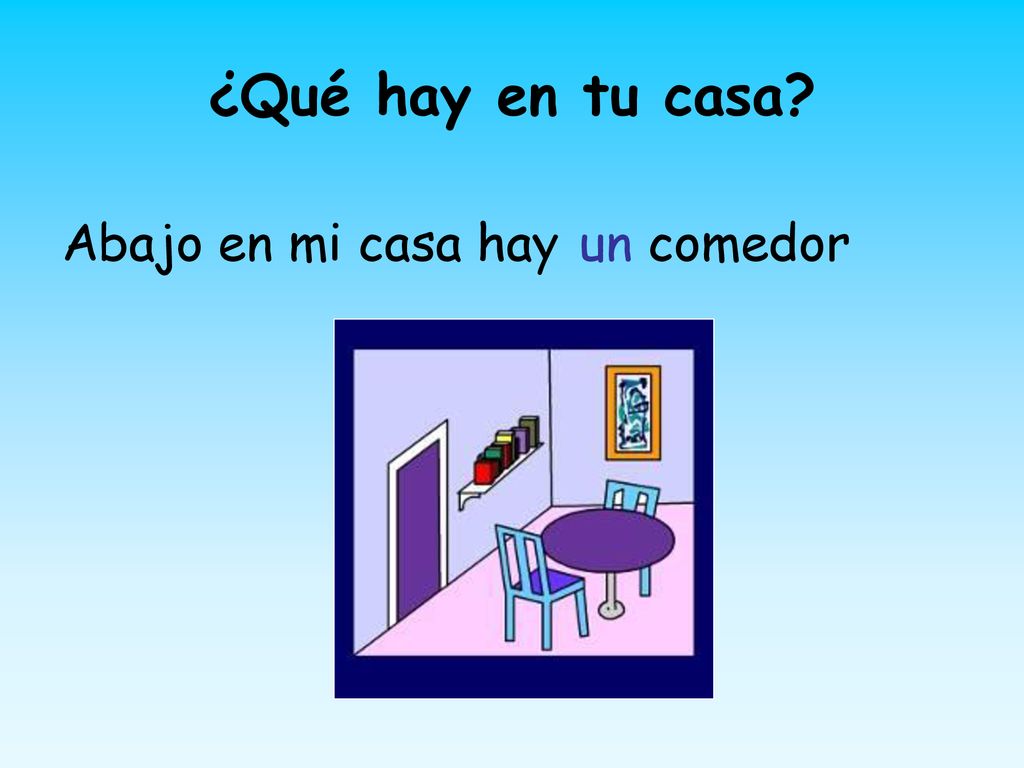 ¿Qué hay en tu casa Abajo en mi casa hay un comedor