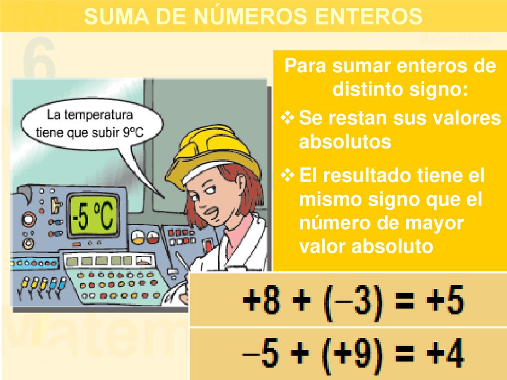SUMA DE NÚMEROS ENTEROS Para sumar enteros de distinto signo: