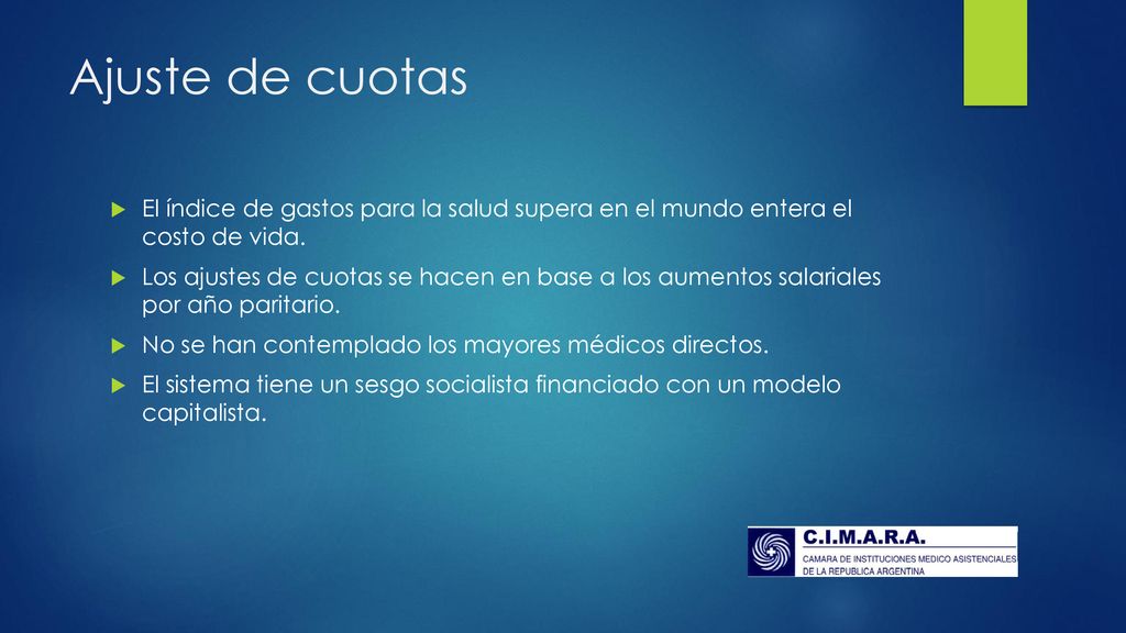 Ajuste de cuotas El índice de gastos para la salud supera en el mundo entera el costo de vida.