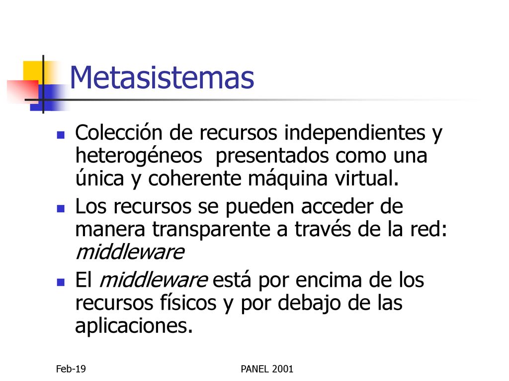 Metasistemas Colección de recursos independientes y heterogéneos presentados como una única y coherente máquina virtual.