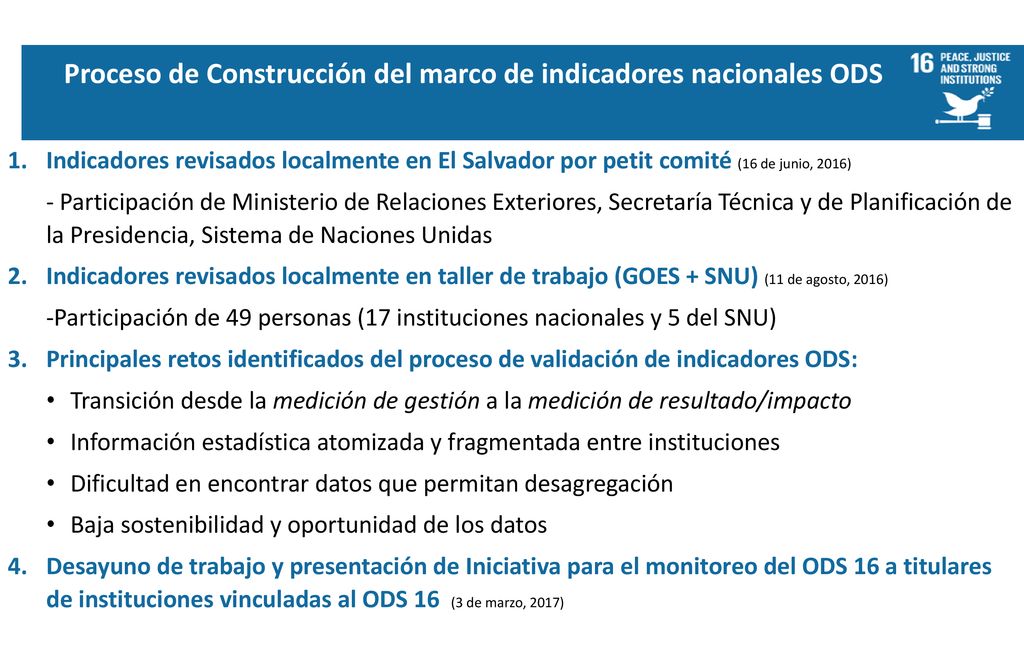 Proceso de Construcción del marco de indicadores nacionales ODS