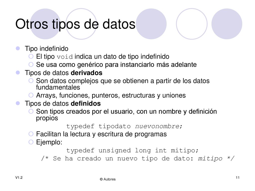 Otros tipos de datos Tipo indefinido