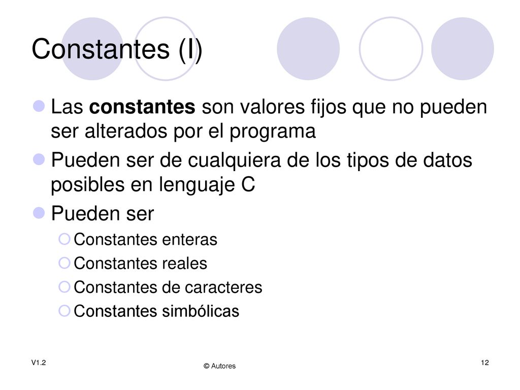 Datos en lenguaje C Constantes (I) Las constantes son valores fijos que no pueden ser alterados por el programa.