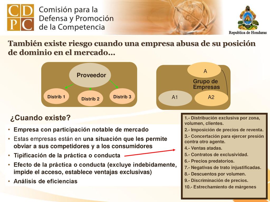 También existe riesgo cuando una empresa abusa de su posición de dominio en el mercado…