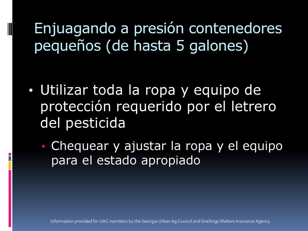 Enjuagando a presión contenedores pequeños (de hasta 5 galones)