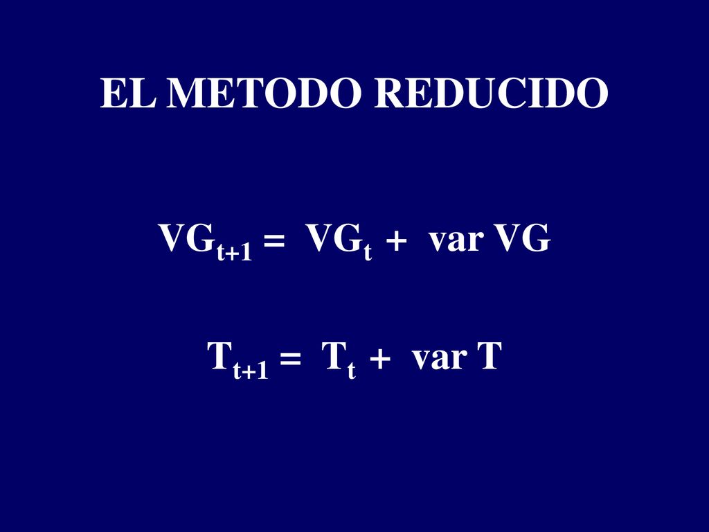 EL METODO REDUCIDO VGt+1 = VGt + var VG Tt+1 = Tt + var T