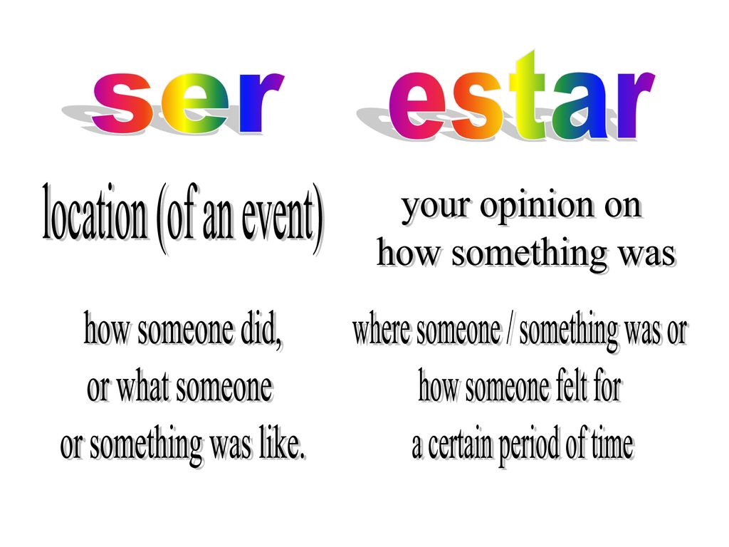 where someone / something was or how someone felt for