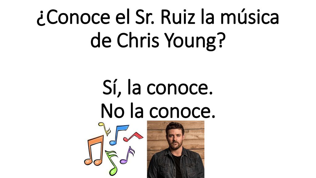 ¿Conoce el Sr. Ruiz la música de Chris Young. Sí, la conoce
