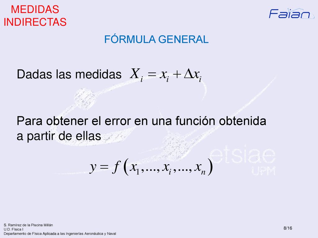 Para obtener el error en una función obtenida a partir de ellas