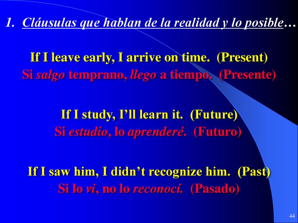 1. Cláusulas que hablan de la realidad y lo posible…