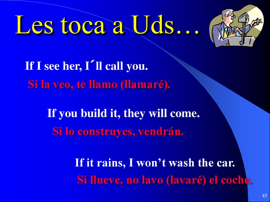 Les toca a Uds… If I see her, I´ll call you.