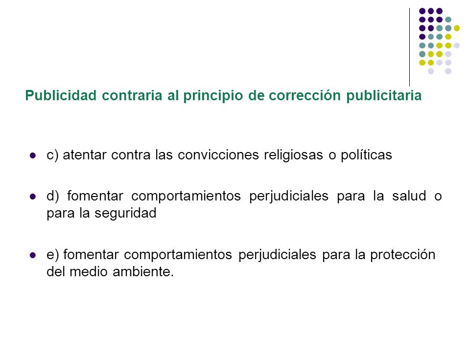 Publicidad contraria al principio de corrección publicitaria