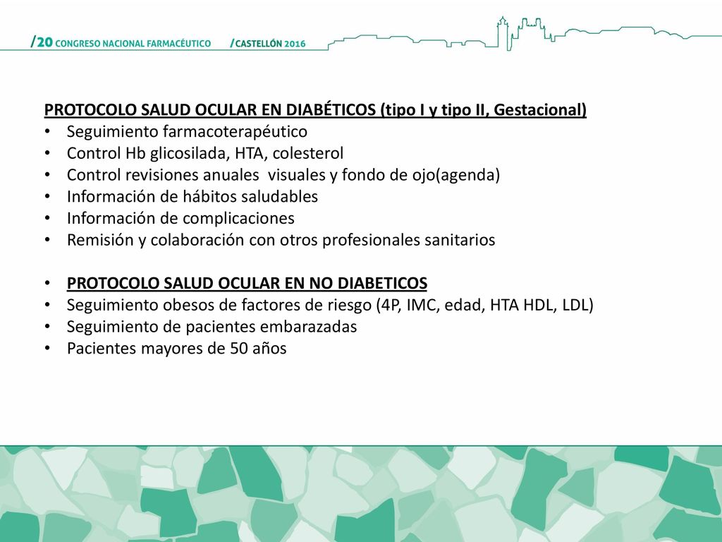 PROTOCOLO SALUD OCULAR EN DIABÉTICOS (tipo I y tipo II, Gestacional)