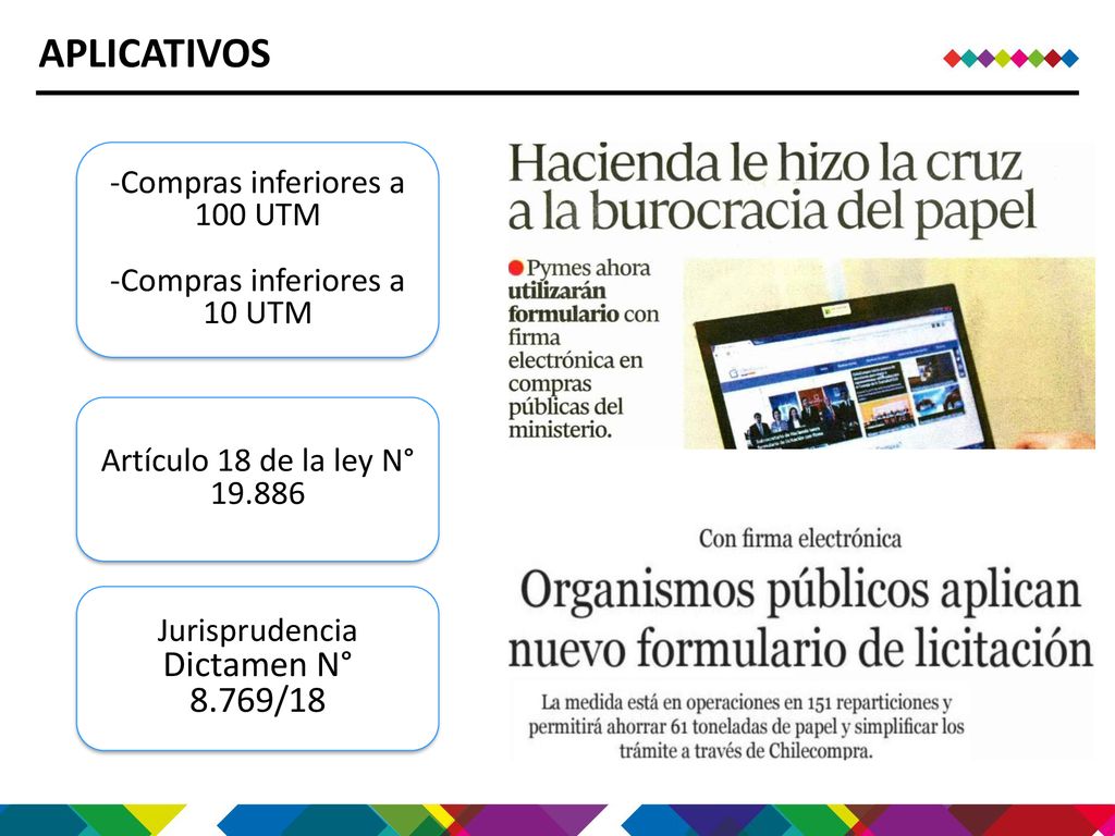 APLICATIVOS Dictamen N° 8.769/18 -Compras inferiores a 100 UTM