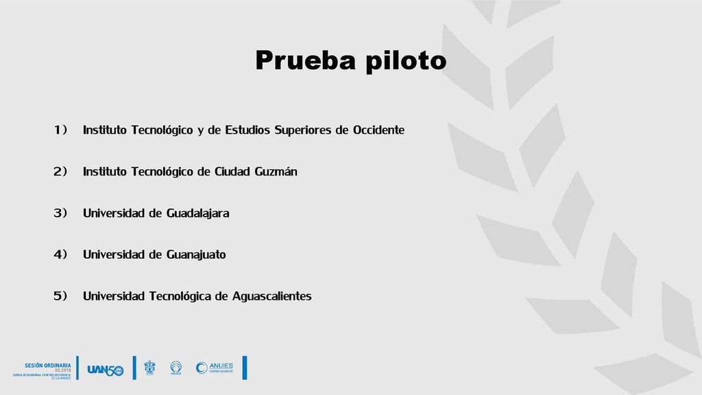 Prueba piloto Instituto Tecnológico y de Estudios Superiores de Occidente. Instituto Tecnológico de Ciudad Guzmán.