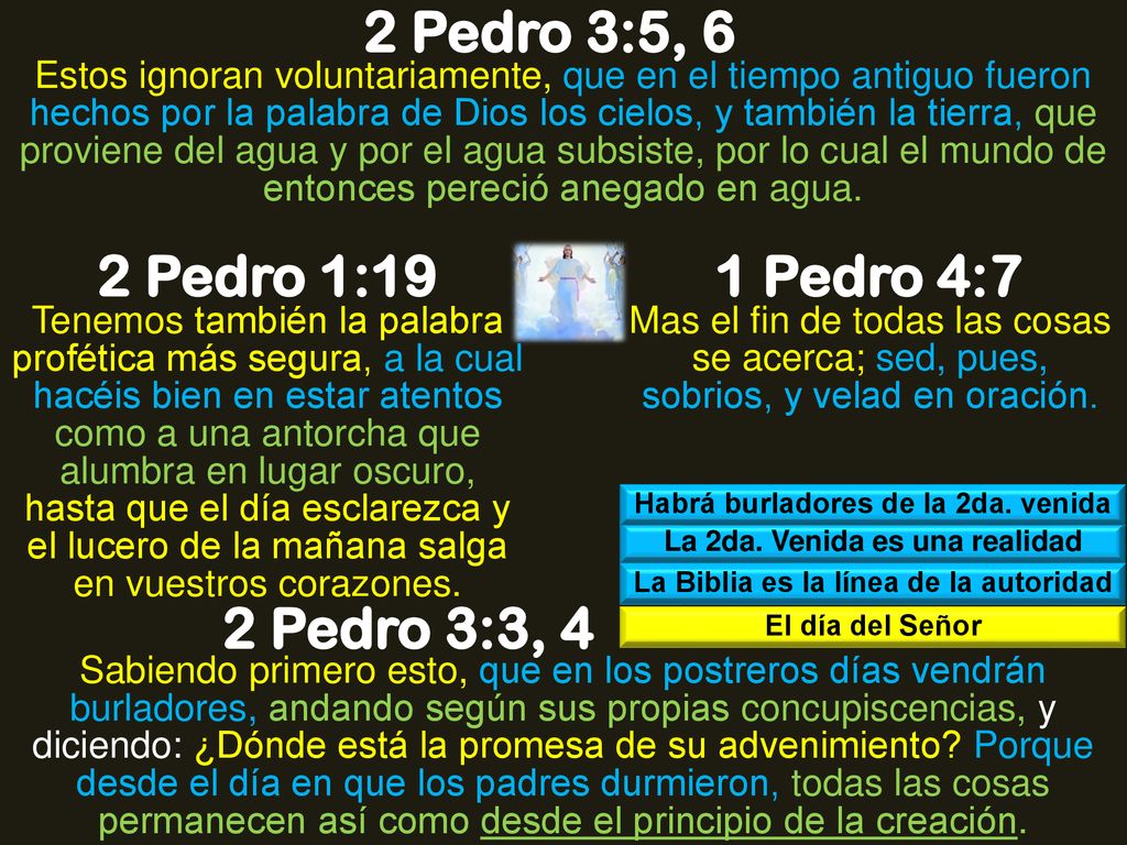 2 Pedro 3:5, 6 2 Pedro 1:19 1 Pedro 4:7 2 Pedro 3:3, 4