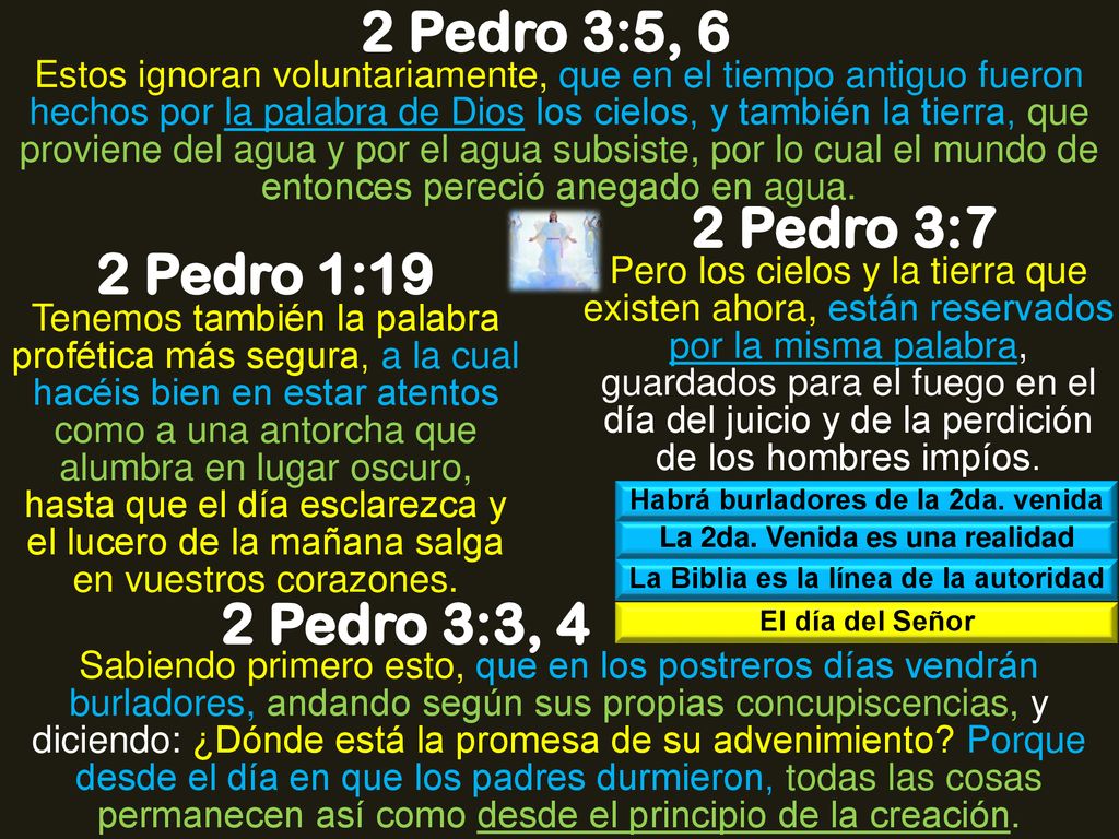 2 Pedro 3:5, 6 2 Pedro 3:7 2 Pedro 1:19 2 Pedro 3:3, 4