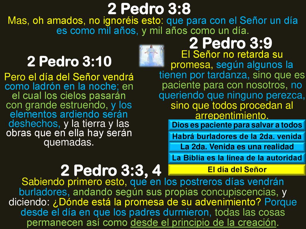 2 Pedro 3:8 2 Pedro 3:9 2 Pedro 3:3, 4 2 Pedro 3:10