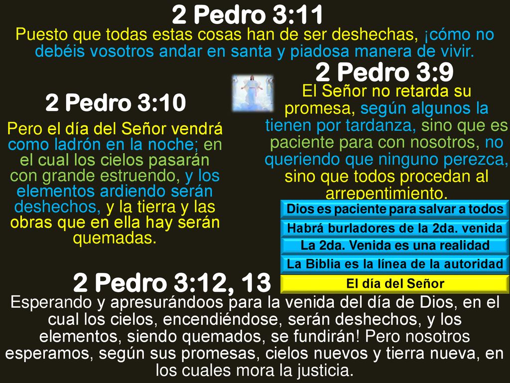 2 Pedro 3:11 2 Pedro 3:9 2 Pedro 3:12, 13 2 Pedro 3:10