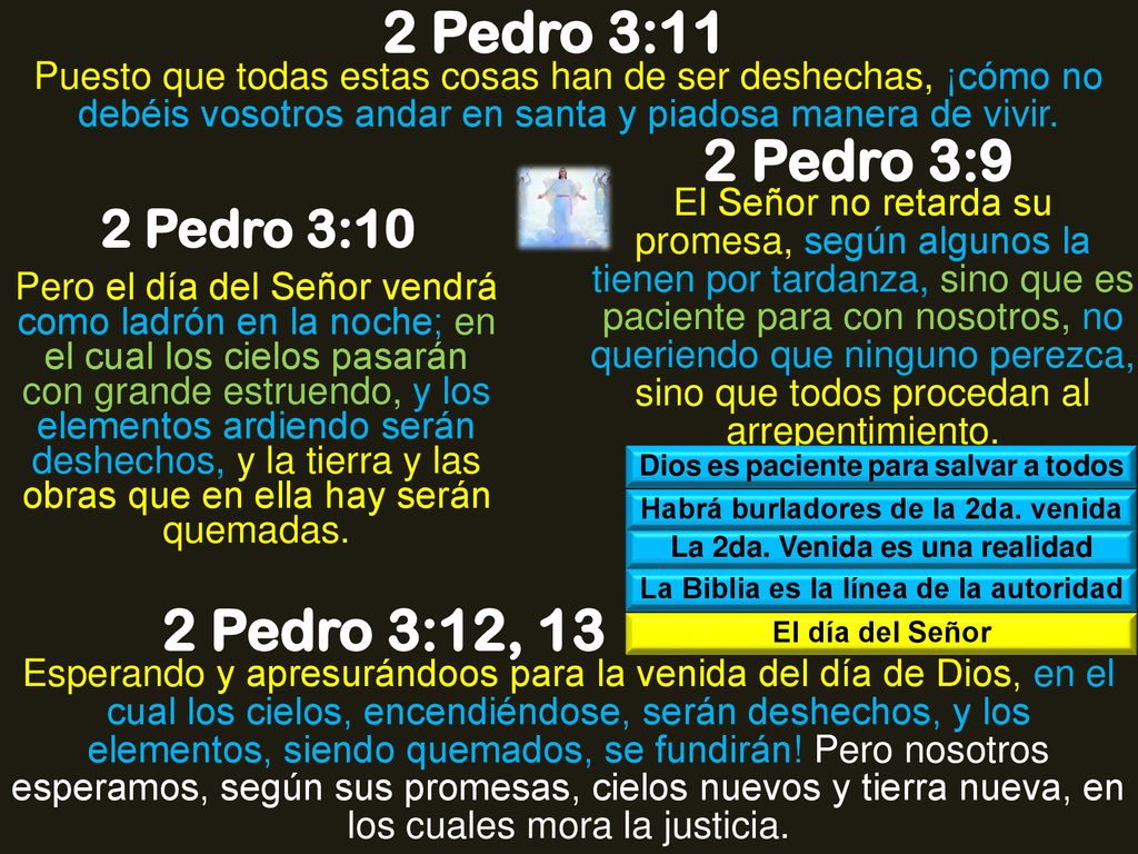 2 Pedro 3:11 2 Pedro 3:9 2 Pedro 3:12, 13 2 Pedro 3:10