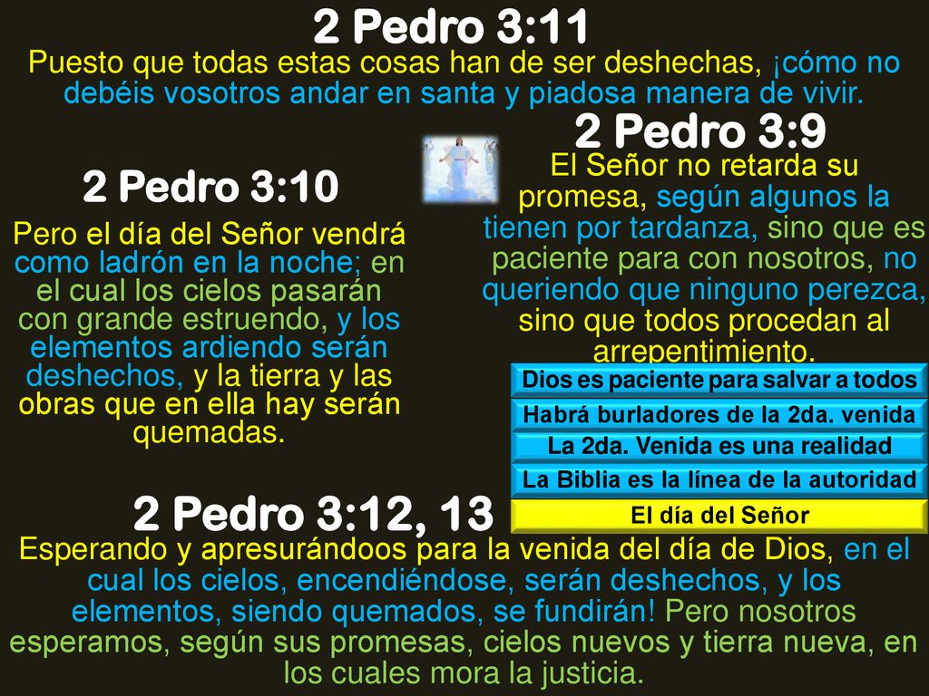2 Pedro 3:11 2 Pedro 3:9 2 Pedro 3:12, 13 2 Pedro 3:10