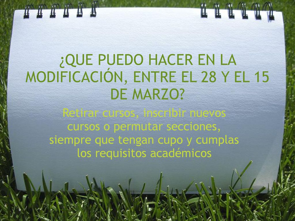 ¿QUE PUEDO HACER EN LA MODIFICACIÓN, ENTRE EL 28 Y EL 15 DE MARZO
