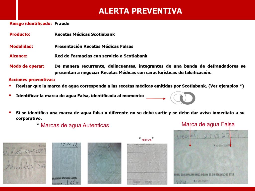 * Marcas de agua Autenticas Marca de agua Falsa