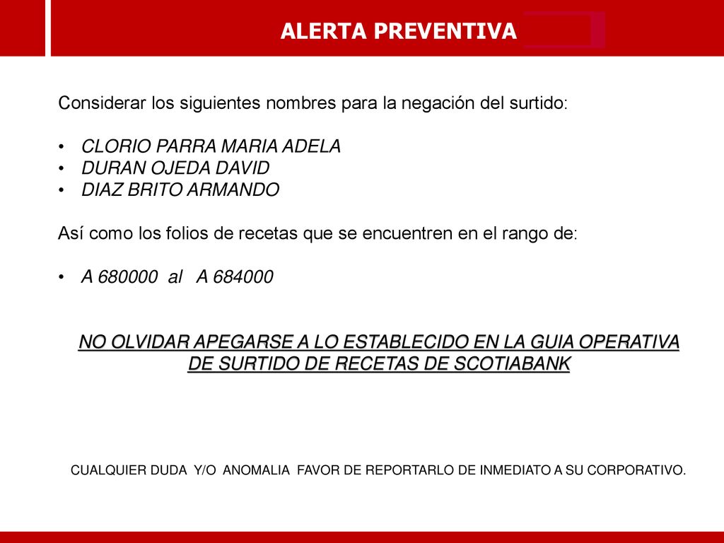 2017 Considerar los siguientes nombres para la negación del surtido: