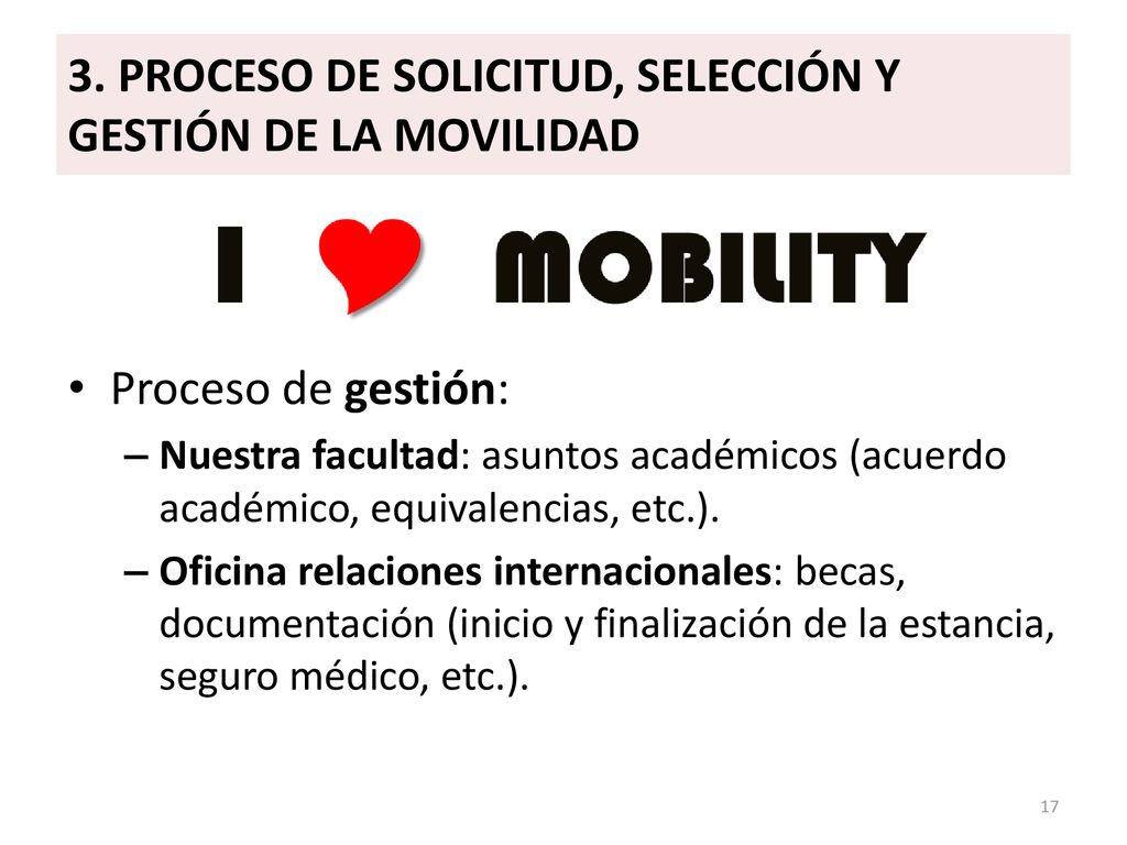3. PROCESO DE SOLICITUD, SELECCIÓN Y GESTIÓN DE LA MOVILIDAD