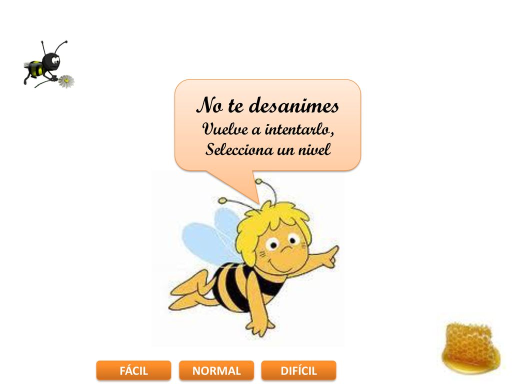 No te desanimes Vuelve a intentarlo, Selecciona un nivel FÁCIL NORMAL