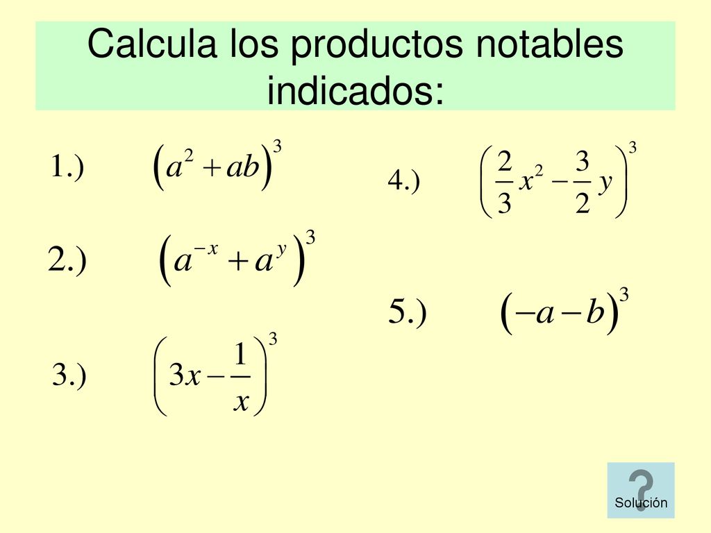 Calcula los productos notables indicados: