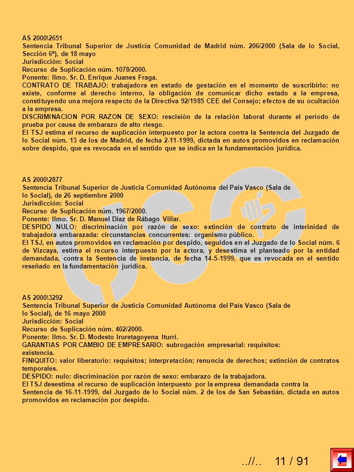 AS 2000\2651 Sentencia Tribunal Superior de Justicia Comunidad de Madrid núm. 206/2000 (Sala de lo Social, Sección 6ª), de 18 mayo.