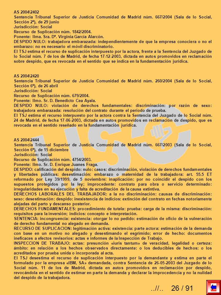 AS 2004\2402 Sentencia Tribunal Superior de Justicia Comunidad de Madrid núm. 667/2004 (Sala de lo Social, Sección 2ª), de 29 junio.