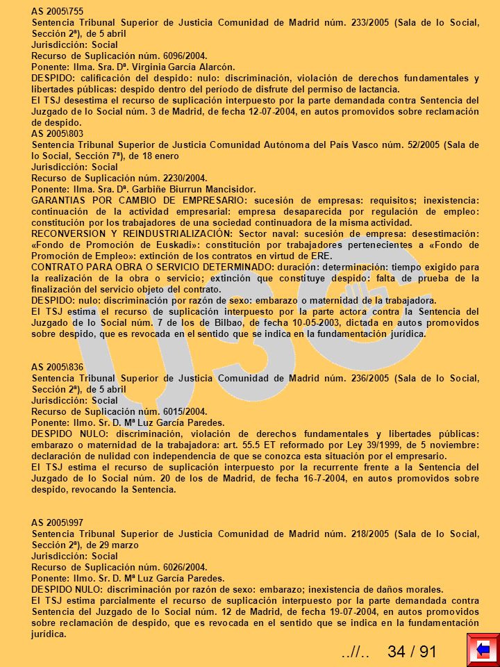 AS 2005\755 Sentencia Tribunal Superior de Justicia Comunidad de Madrid núm. 233/2005 (Sala de lo Social, Sección 2ª), de 5 abril.