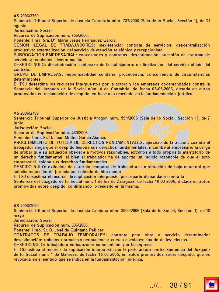 AS 2006\2769 Sentencia Tribunal Superior de Justicia Cantabria núm. 783/2006 (Sala de lo Social, Sección 1), de 31 agosto.