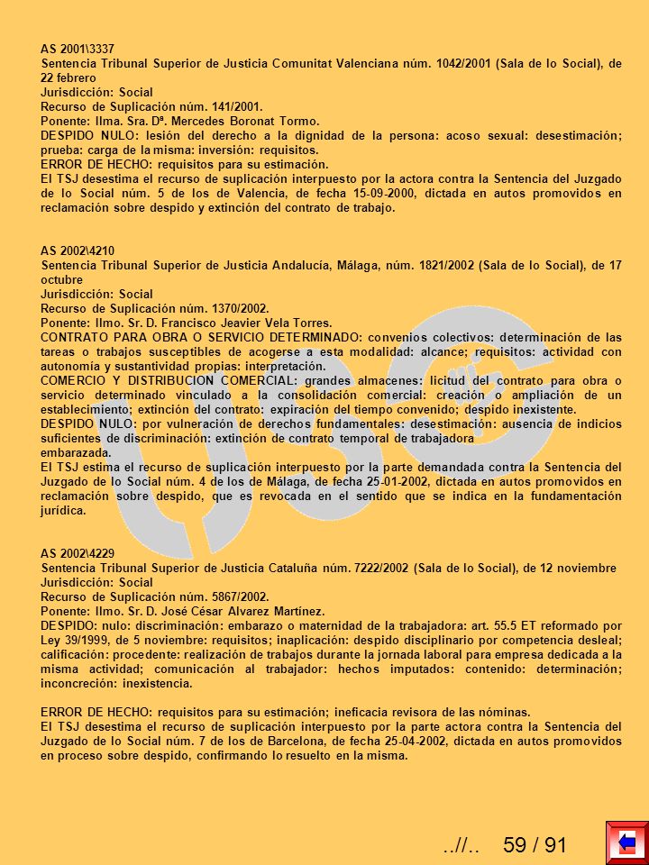 AS 2001\3337 Sentencia Tribunal Superior de Justicia Comunitat Valenciana núm. 1042/2001 (Sala de lo Social), de 22 febrero.