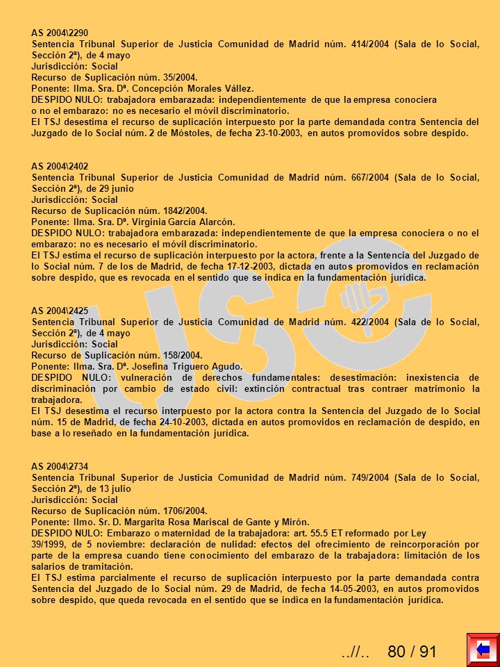 AS 2004\2290 Sentencia Tribunal Superior de Justicia Comunidad de Madrid núm. 414/2004 (Sala de lo Social, Sección 2ª), de 4 mayo.