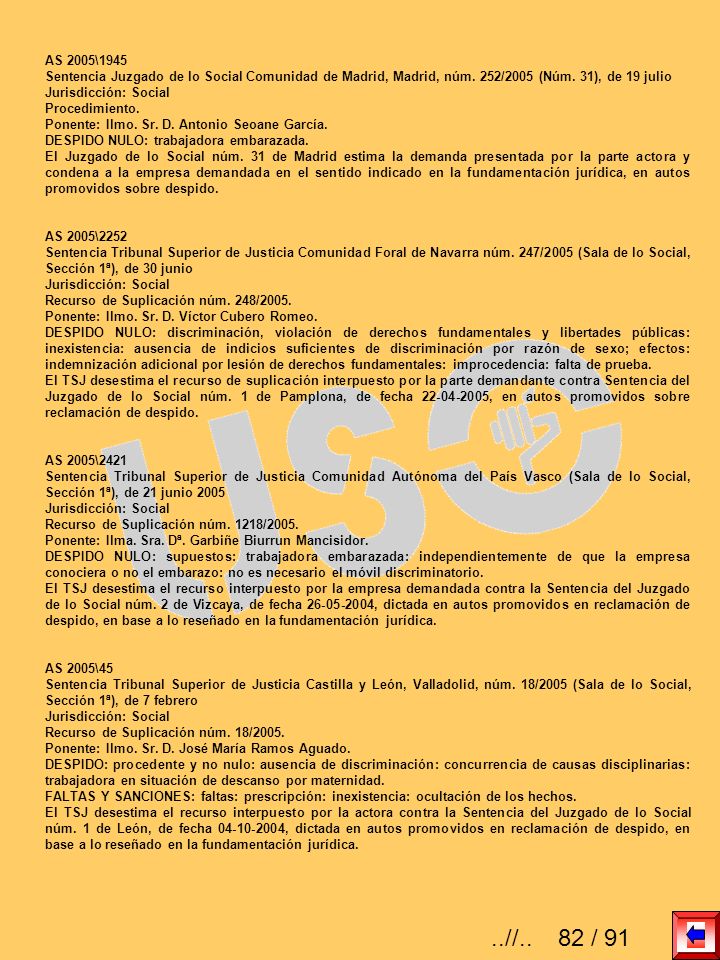 AS 2005\1945 Sentencia Juzgado de lo Social Comunidad de Madrid, Madrid, núm. 252/2005 (Núm. 31), de 19 julio.