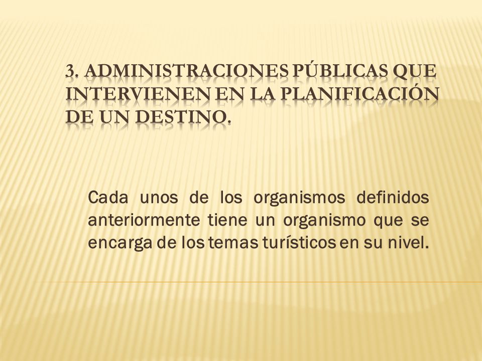 3. Administraciones públicas que intervienen en la planificación de un destino.