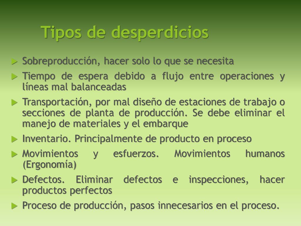 Tipos de desperdicios Sobreproducción, hacer solo lo que se necesita