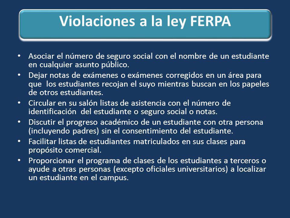 Violaciones a la ley FERPA