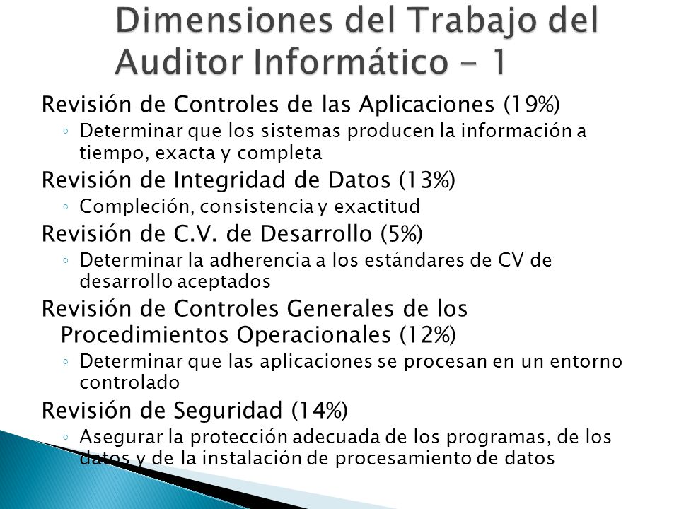 Dimensiones del Trabajo del Auditor Informático - 1