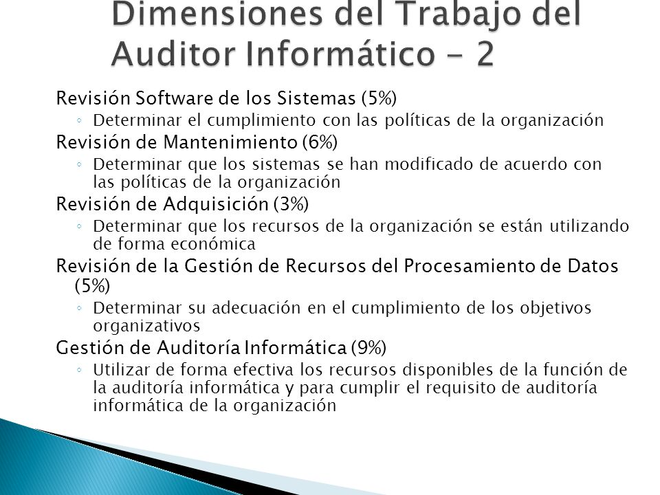 Dimensiones del Trabajo del Auditor Informático - 2