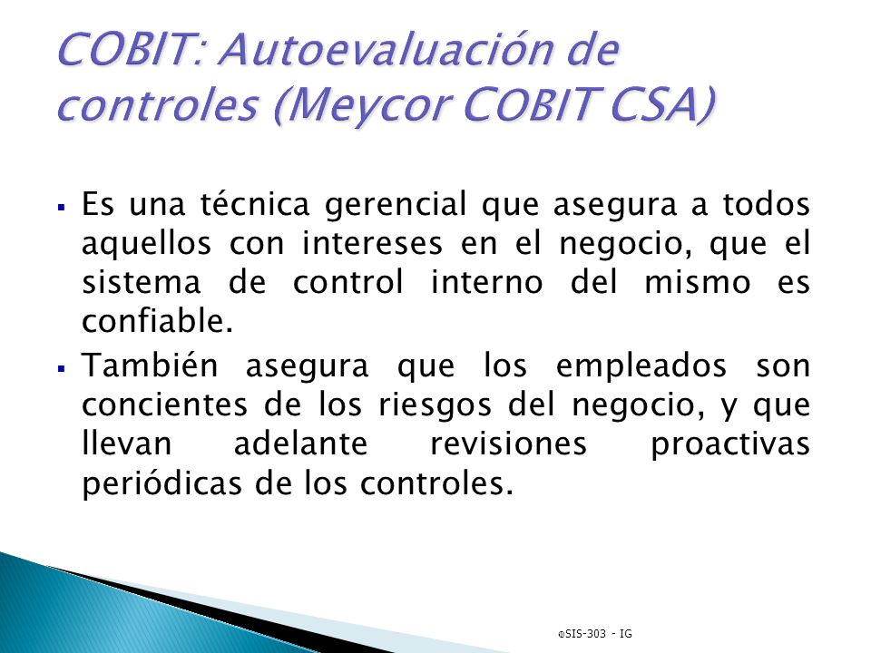COBIT: Autoevaluación de controles (Meycor COBIT CSA)