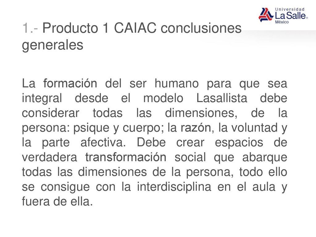 1.- Producto 1 CAIAC conclusiones generales