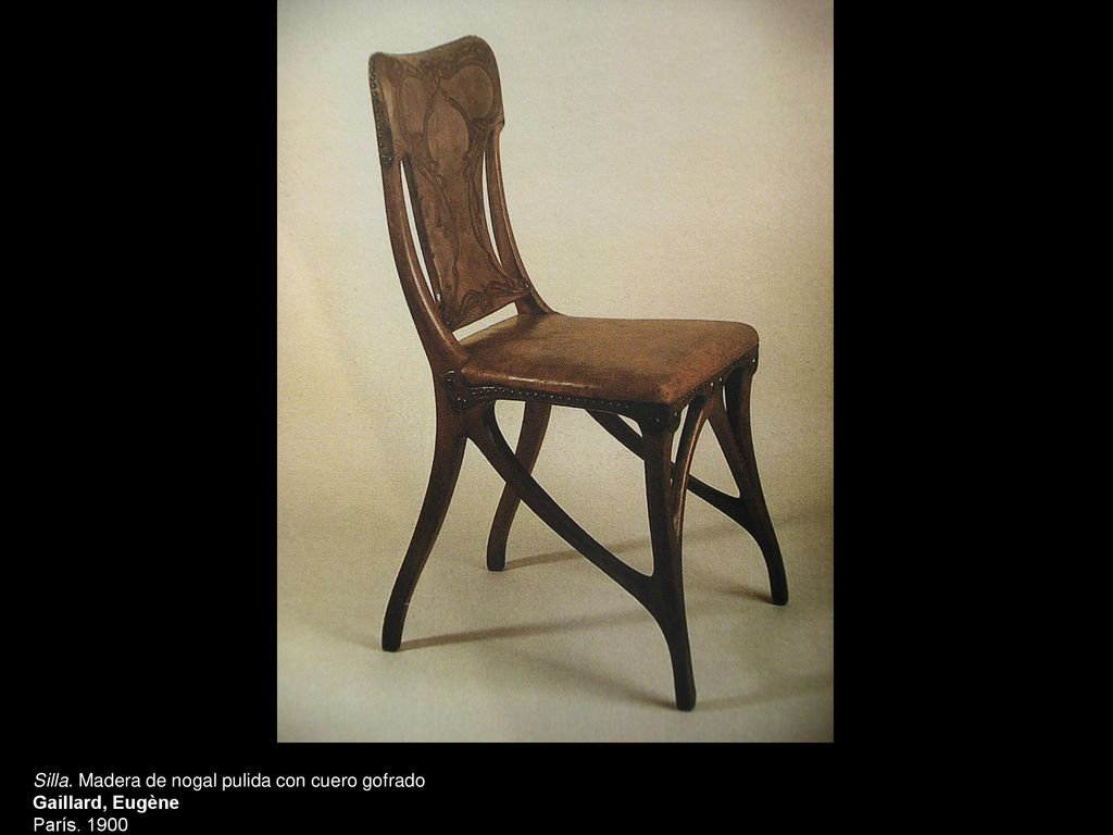 22/02/2019 Silla. Madera de nogal pulida con cuero gofrado Gaillard, Eugène París. 1900