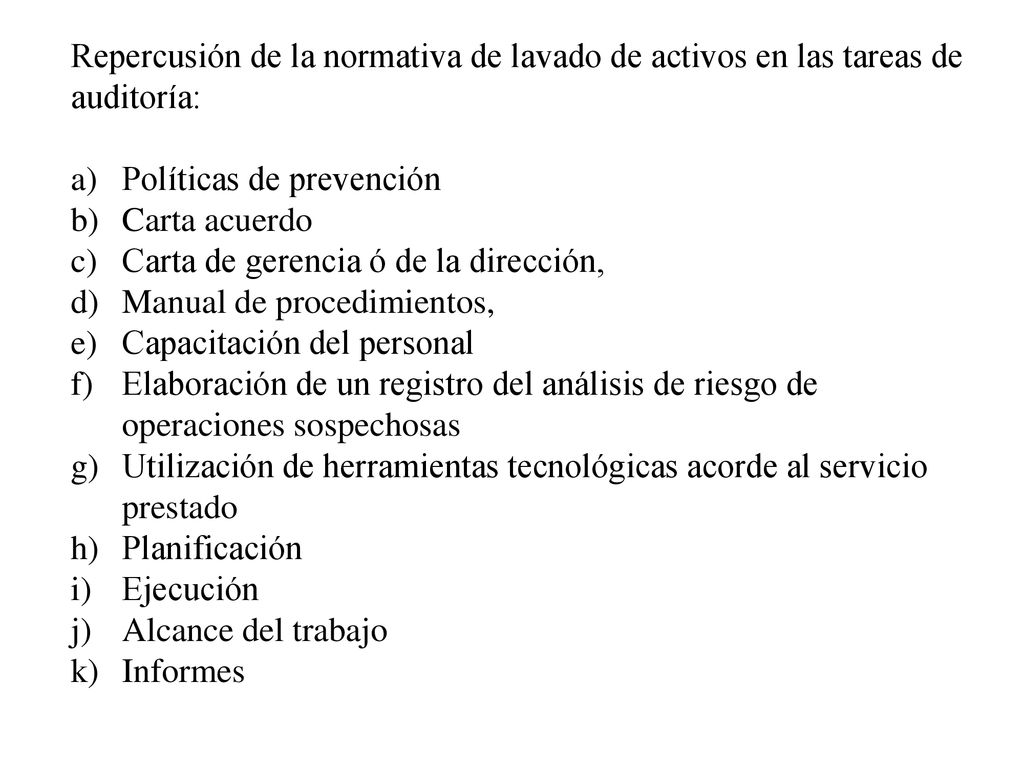 Repercusión de la normativa de lavado de activos en las tareas de auditoría: